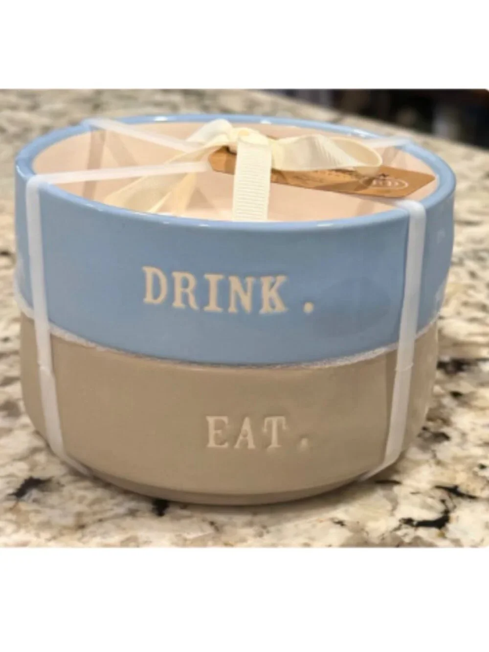 Rae Dunn 2-Piece 'EAT & DRINK' Pet Bowl Set | NWT